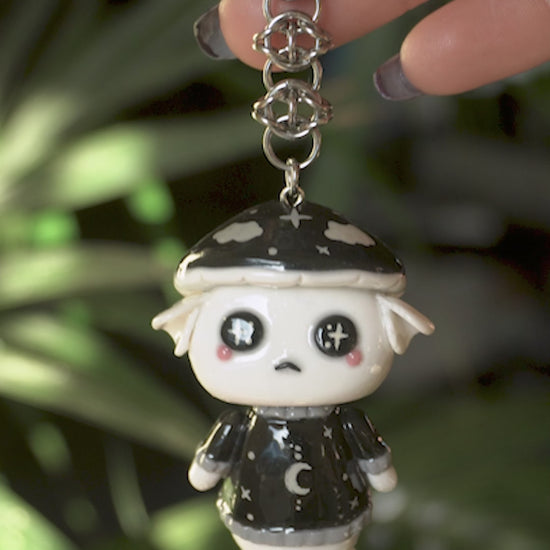 Celeste Whimsigoth Mushroom Spirit Polymer Clay Keychain